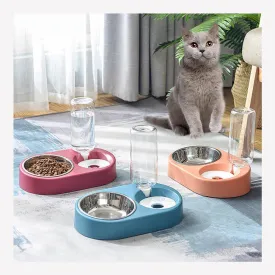 PAWS ASIA Suppliers Personalised PP Material And Stainless Steel Food And Water Pet Bowl