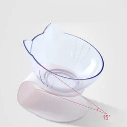 PAWS ASIA Suppliers Pet Transparent Raised 15 Degree Tilted Plastic Double Feeding Cat Bowl Dog