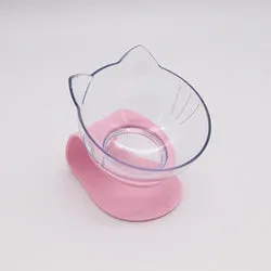 PAWS ASIA Suppliers Pet Transparent Raised 15 Degree Tilted Plastic Double Feeding Cat Bowl Dog