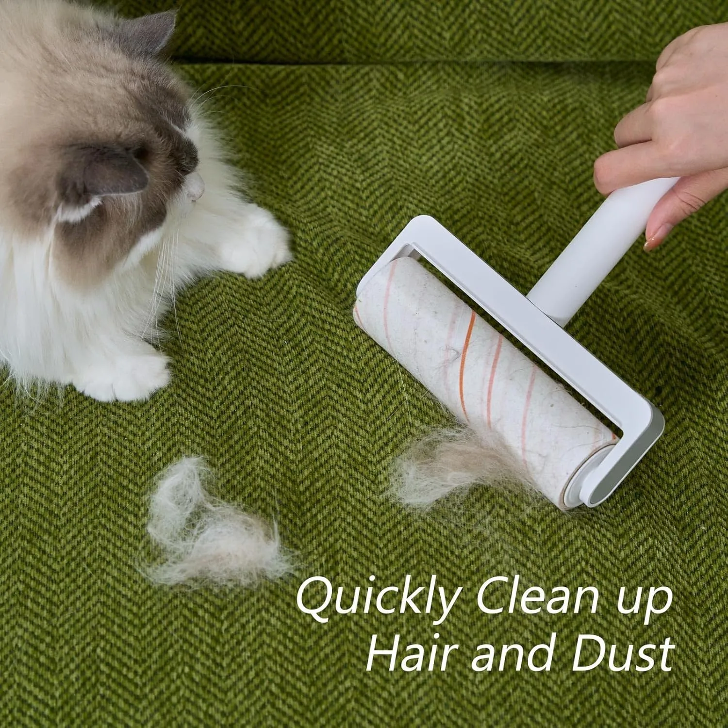 Pet Hair Remover for Laundry, Extra Sticky Reusable Lint Roller with Cover - Large 6.3 inch for Clothes, Furniture, High Adhesion Sheets (White)