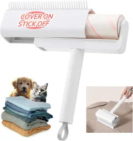 Pet Hair Remover for Laundry, Extra Sticky Reusable Lint Roller with Cover - Large 6.3 inch for Clothes, Furniture, High Adhesion Sheets (White)