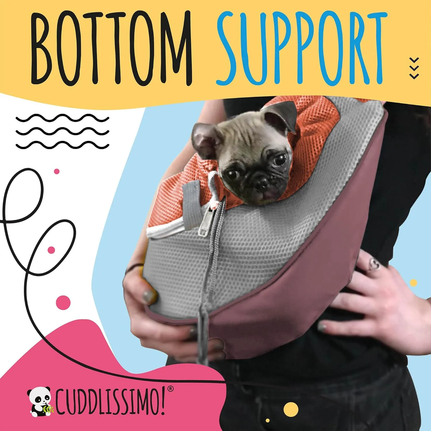 Pet Sling Carrier - Carefully Sized for Teacup & Toy Breed Puppies & Cats (Under 6lb) - Soft Pouch for Small Dogs, Yorkies, Chihuahuas - Ideal for Hands-Free Travel & Walks (Red)