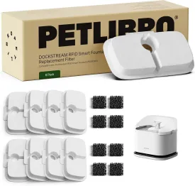 PETLIBRO 8-Pack Filters for Dockstream RFID Smart Cat Water Fountain PLWF305, 4-Month Set of Replacement Filters for Ultra-Quiet Automatic Cat Water Dispenser