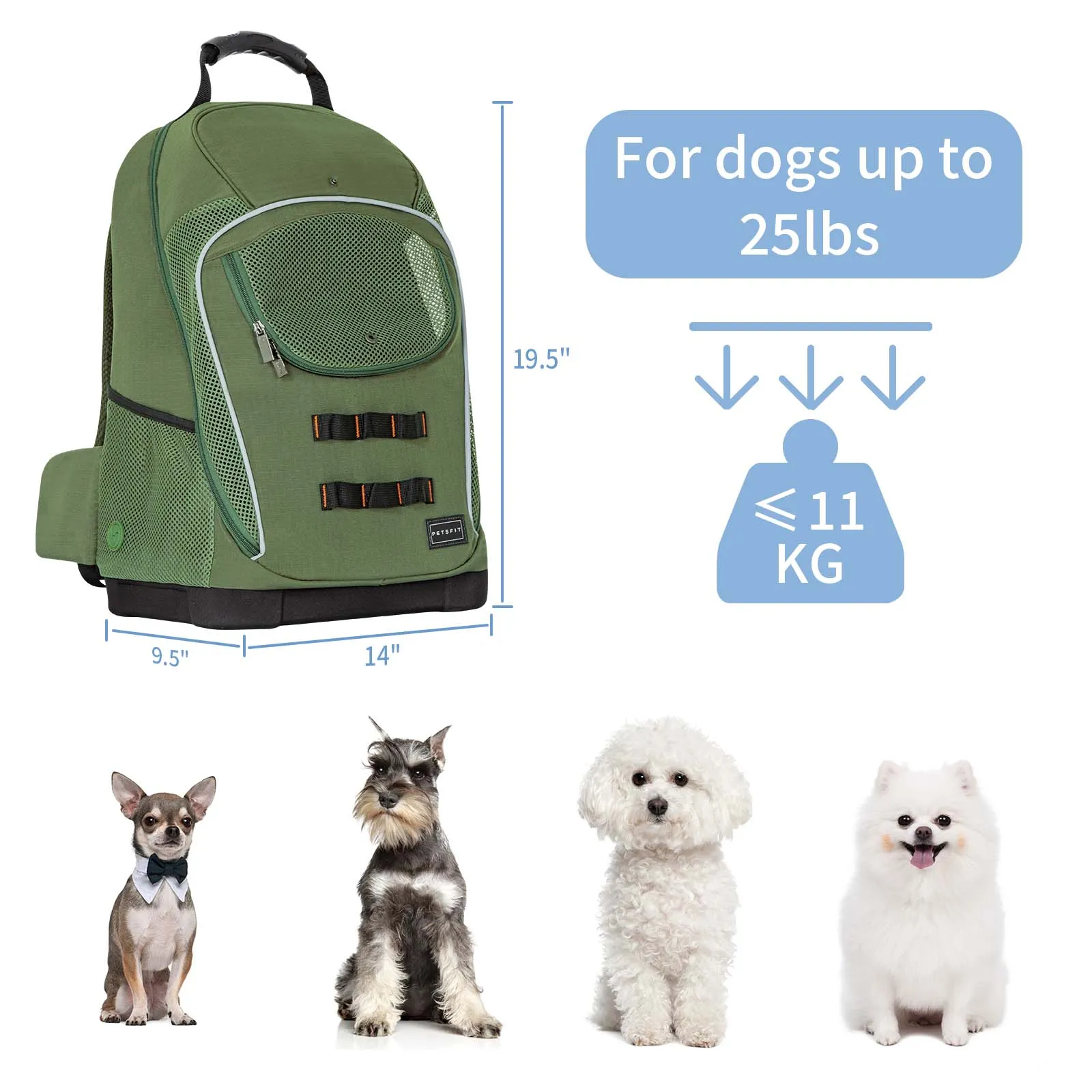 PETSFIT Dog Carrier Backpack 25 lbs For Hiking