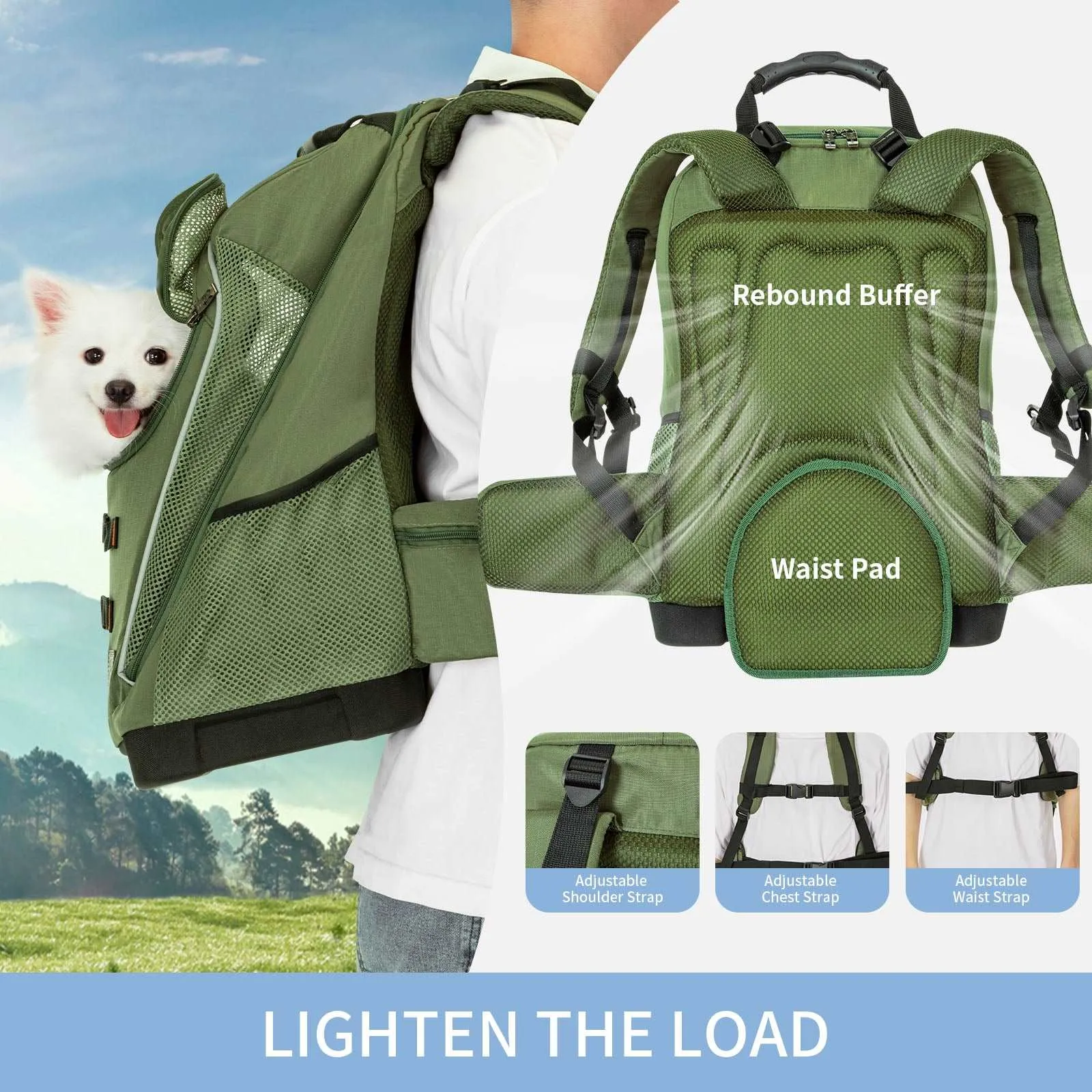 PETSFIT Dog Carrier Backpack 25 lbs For Hiking