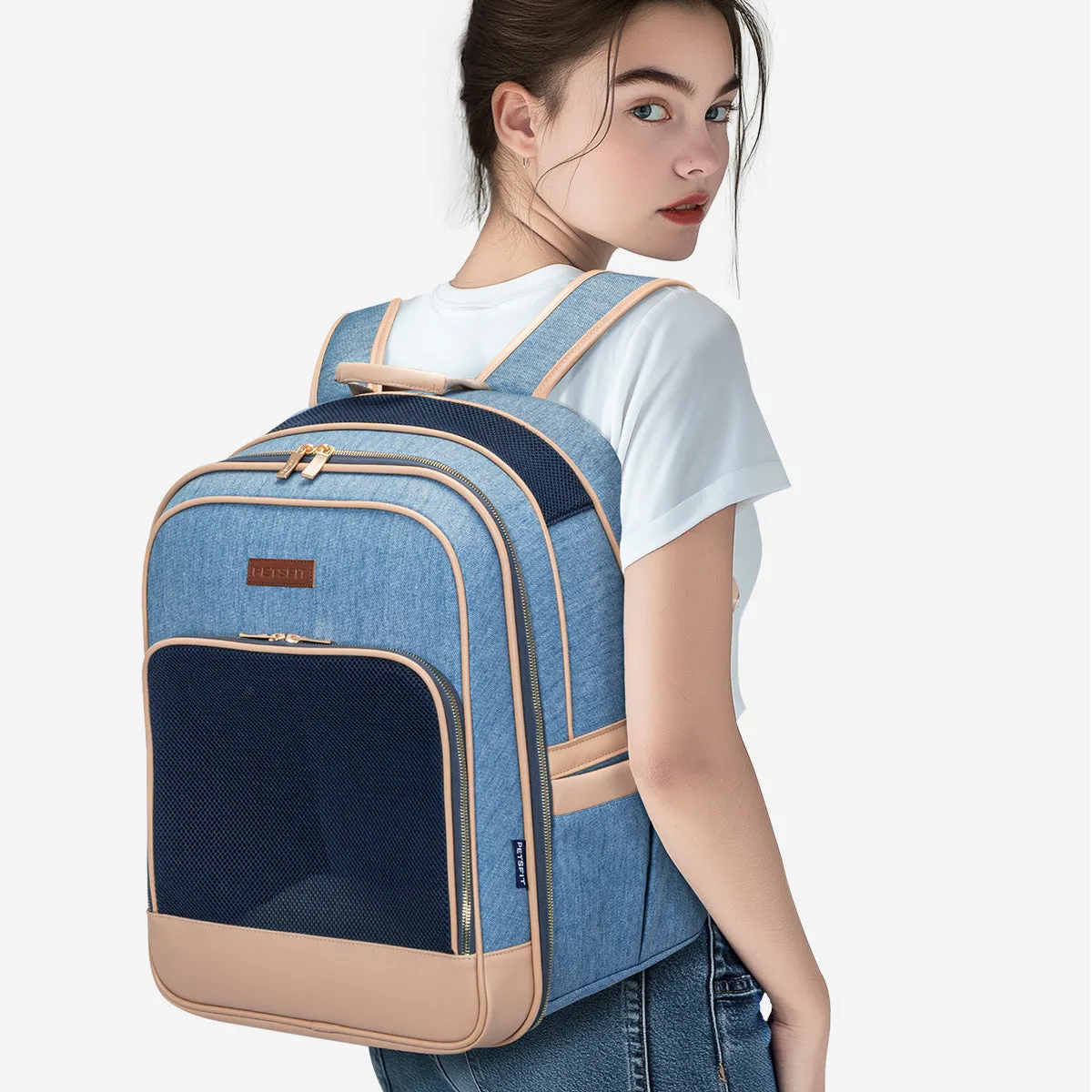 PETSFIT Vira Blazer Trendy Denim Pet Carrier Backpack