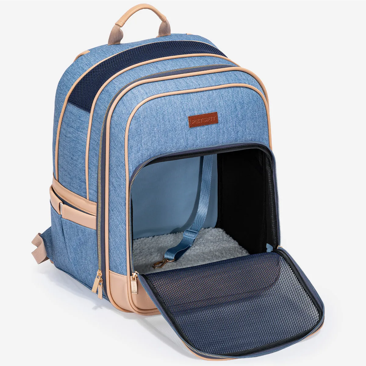 PETSFIT Vira Blazer Trendy Denim Pet Carrier Backpack