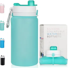 PLTCAT Collapsible Foldable BPA Free Reusable Lightweight Leak-Proof Travel Silicone Water Bottle for Travel, Gym, Hiking, Office, Camping