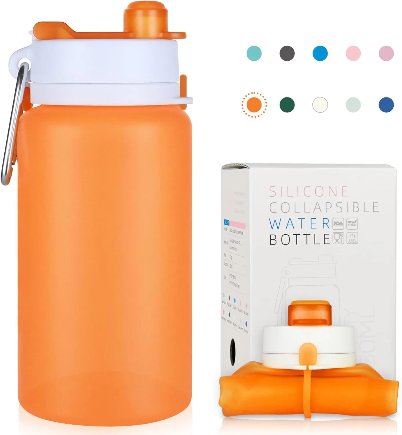 PLTCAT Collapsible Foldable BPA Free Reusable Lightweight Leak-Proof Travel Silicone Water Bottle for Travel, Gym, Hiking, Office, Camping