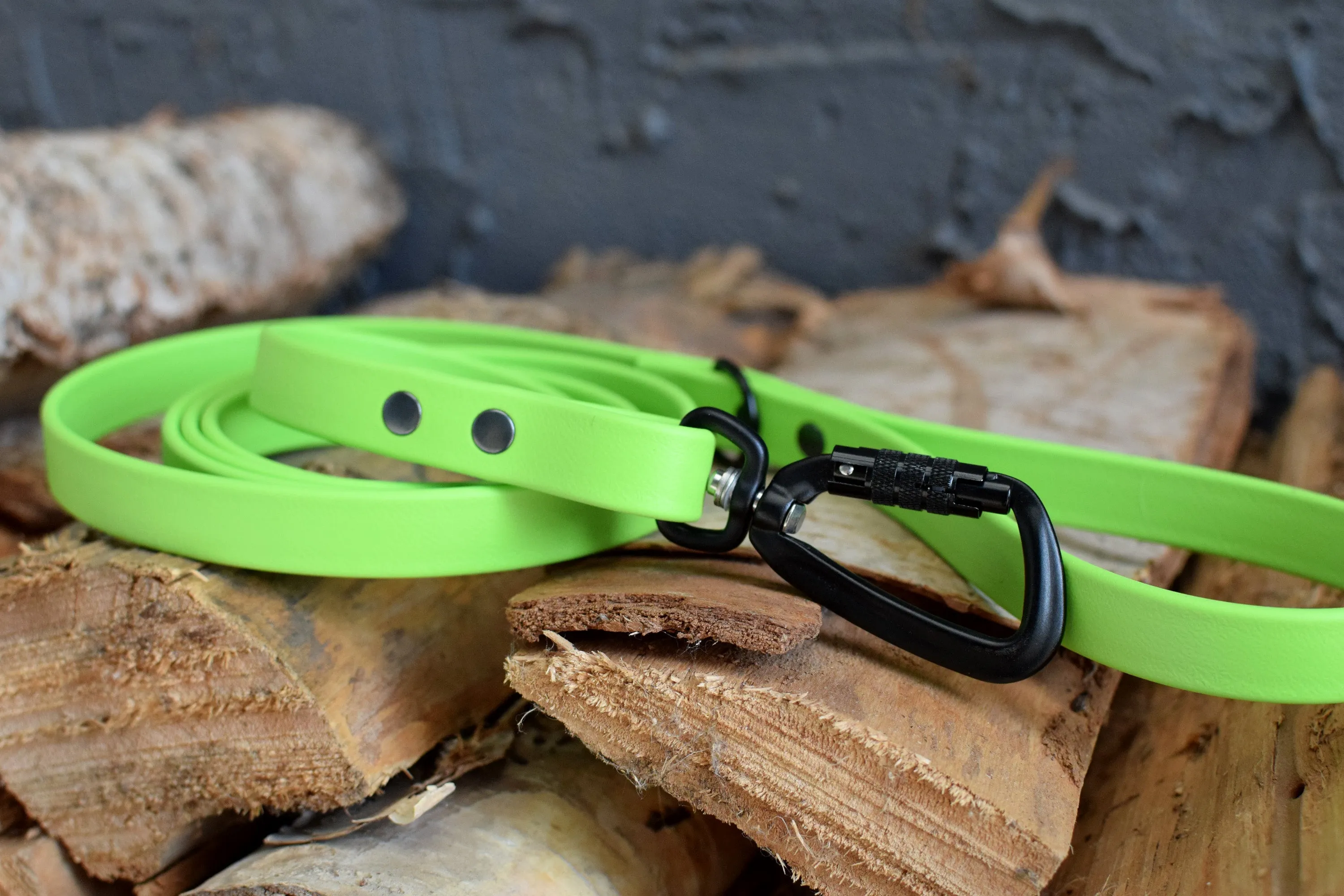 PREMADE COLLECTION - Lime & Black Biothane Dog Leash