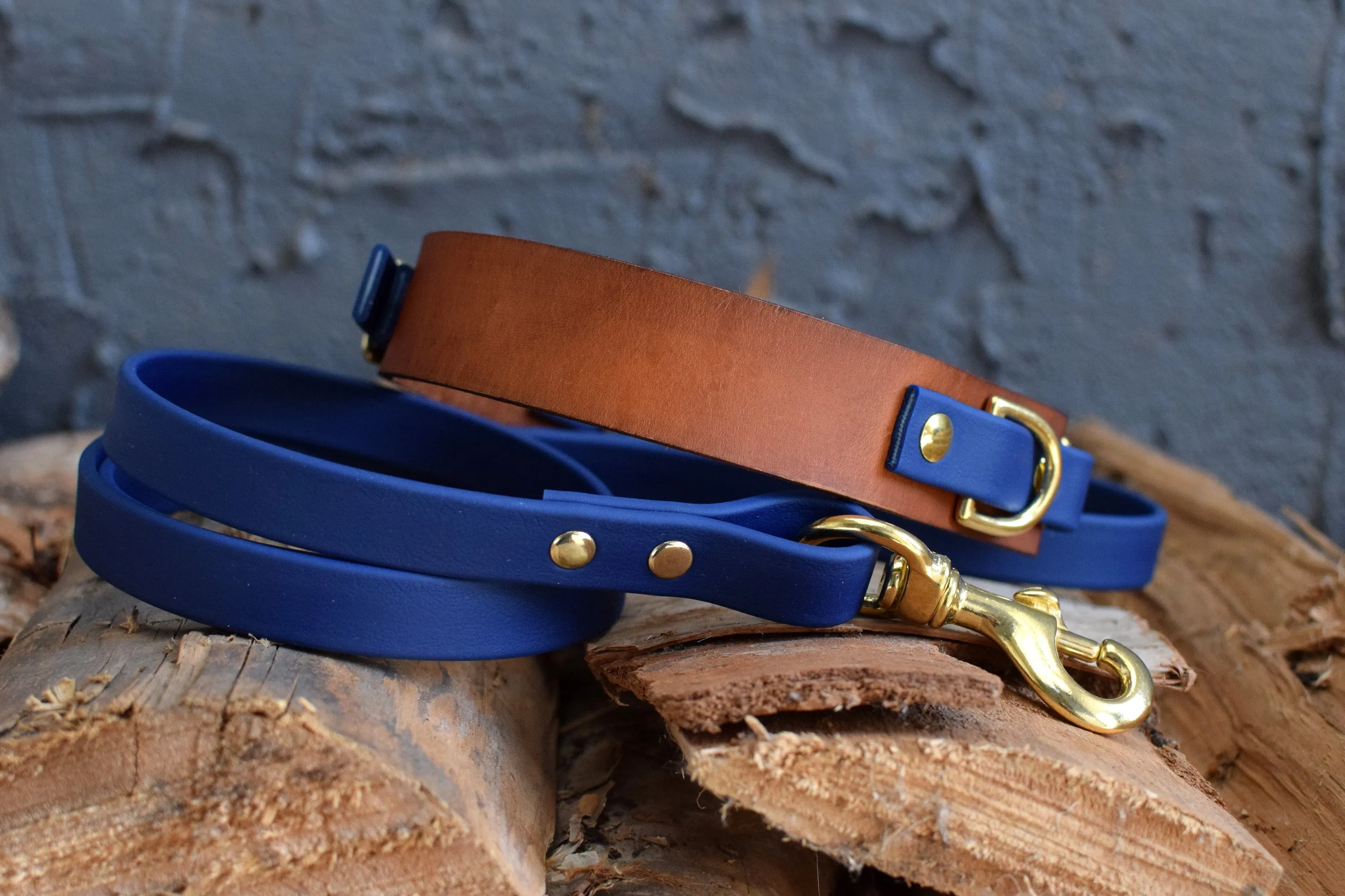 PREMADE COLLECTION - Navy & Brass Biothane Dog Leash