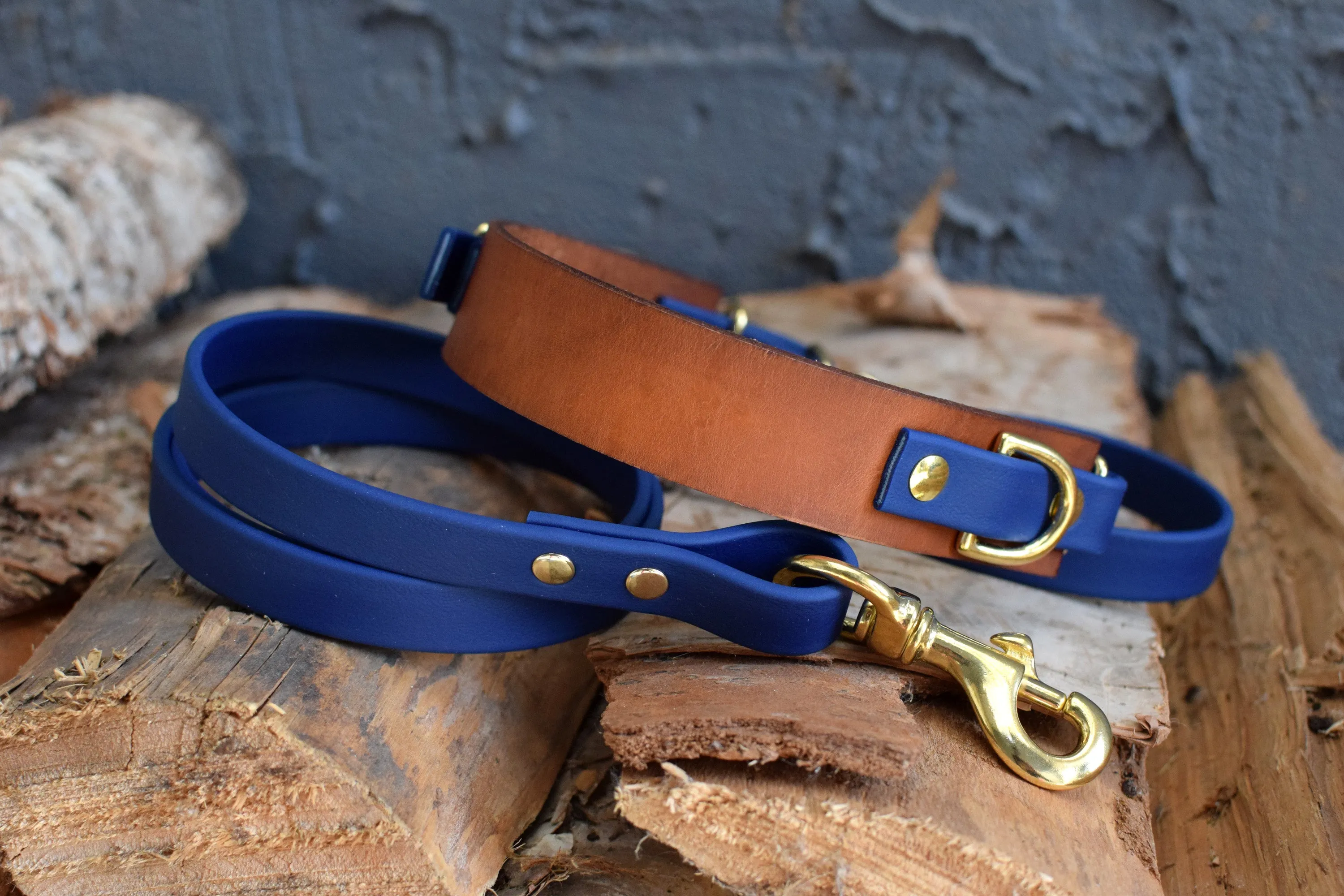 PREMADE COLLECTION - Navy & Brass Biothane Dog Leash