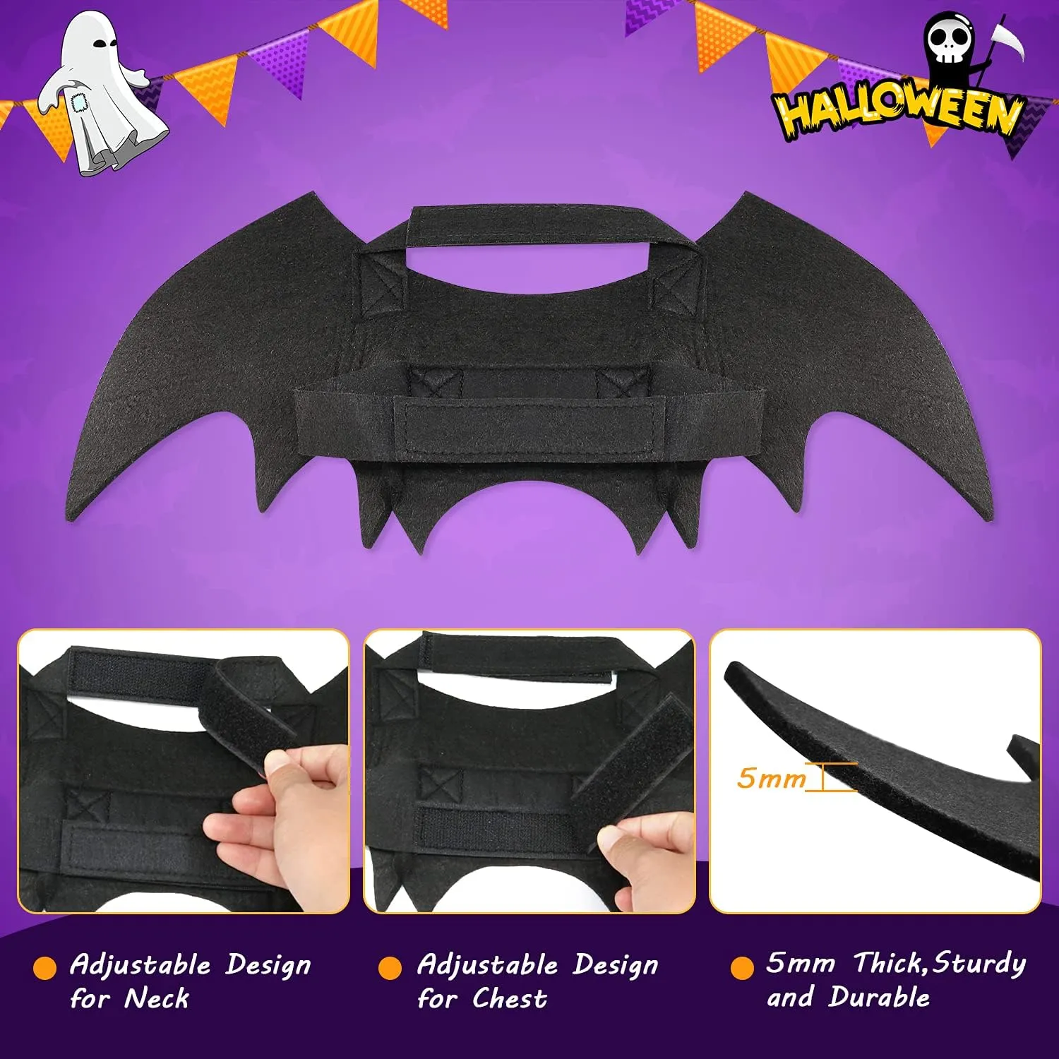 Rypet Dog Bat Costume - Halloween Pet Costume Bat Wings Cosplay Dog Costume Cat Costume for Party S