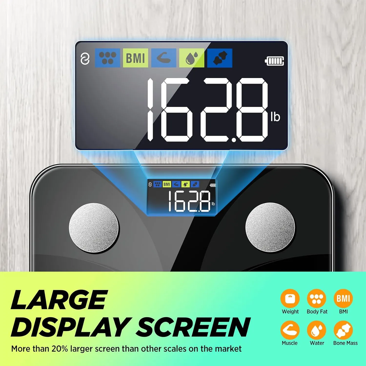 Scale for Body Weight and Fat Percentage, RunSTAR Digital Accurate Bathroom Smart Scale with Large Display, FSA&HSA Eligible 13 Body Composition Analyzer Sync App