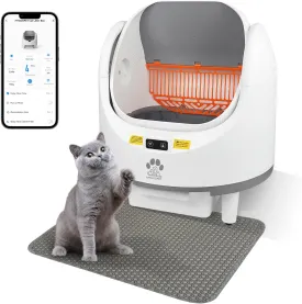 Self Cleaning Cat Litter Box, Open-Top Automatic Cat Litter Box for Multiple Cats, with Safety Protection, Smart App Control, Odor-Free, Removable Washable Liner