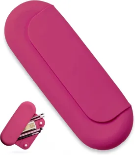 Silicone Makeup Brush Holder, Travel Make up Brush Holder, Soft Makeup Case with Magnetic Closure (Rose Red)