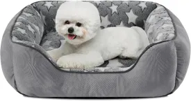 SIWA MARY Rectangle Dog Bed for Small Medium Dogs, Calming Dog Bed Small Size Dog, Orthopedic Dogs Sofa Bed, Washable Soft Calming Sleeping Soft Puppy Bed, Anti-Slip Bottom, Grey, S (20"x 19"x 6")