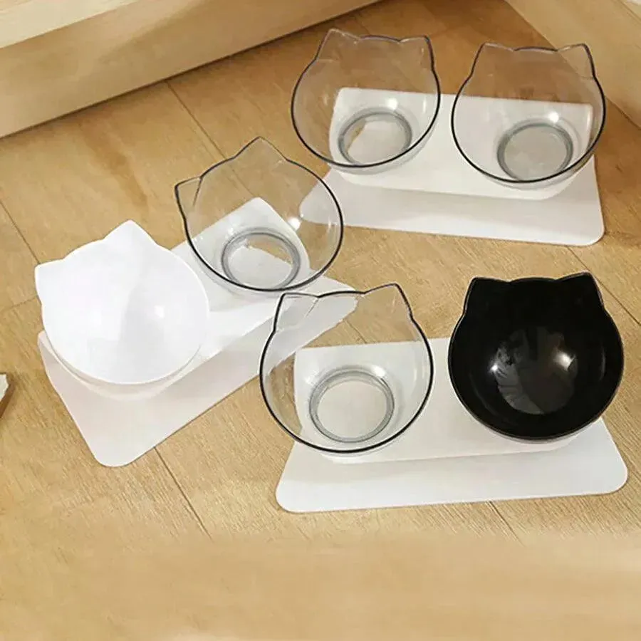 Slanted Mouth Cat Bowl, Neck Protector, Cat Double Bowl, Pet Transparent Bowl, Cat Food Bowl, Pet Supplies, Cat Ear Bowl, Dog Food Bowl