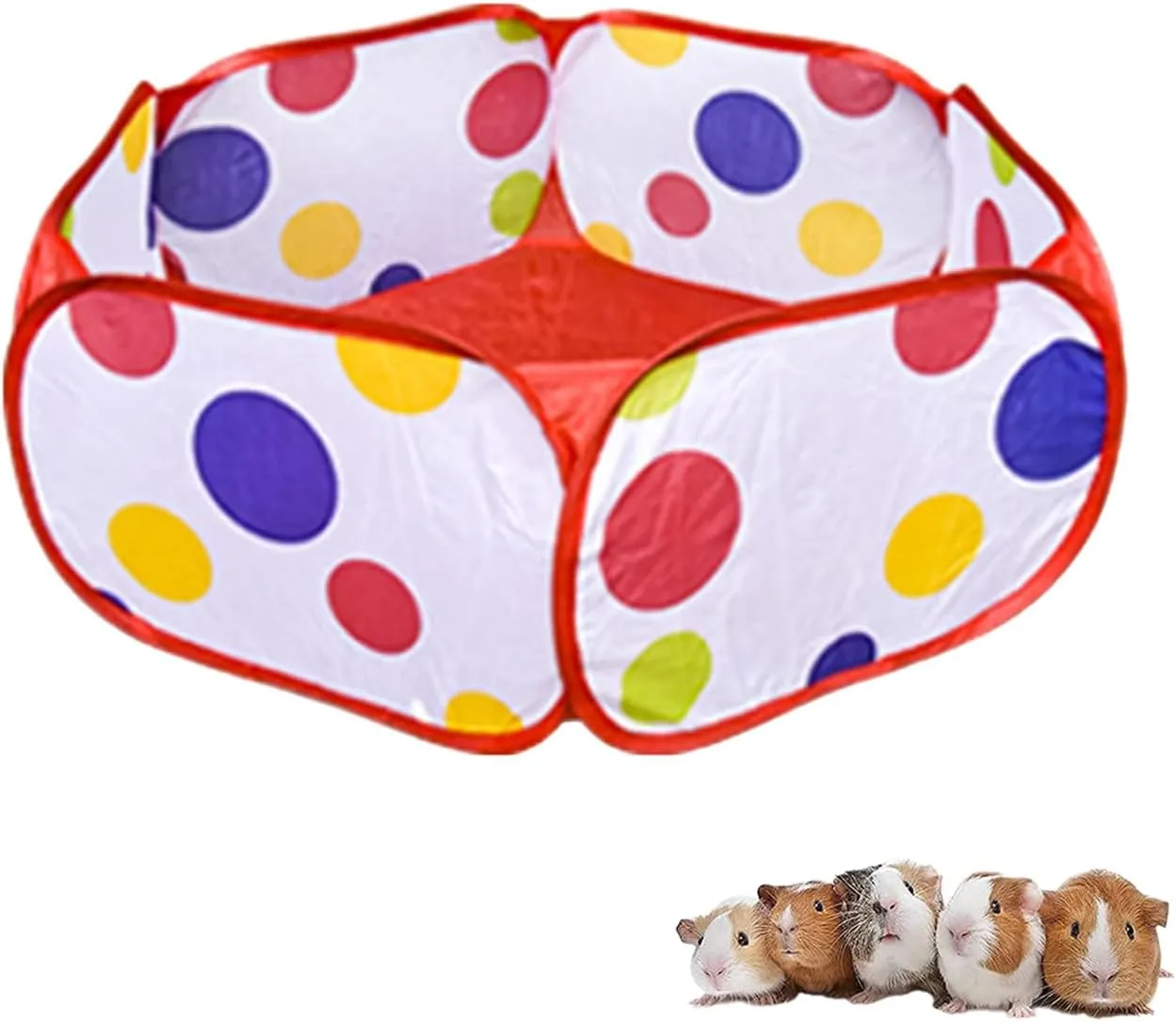 Small Animal Playpen, Portable Guinea Pig Playpen Pet Cage Tent, Waterproof Pop-up Open Pet Tent Metal Wire Yard Fence for Hamster Indoor Outdoor Exercise (Red)