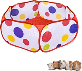 Small Animal Playpen, Portable Guinea Pig Playpen Pet Cage Tent, Waterproof Pop-up Open Pet Tent Metal Wire Yard Fence for Hamster Indoor Outdoor Exercise (Red)