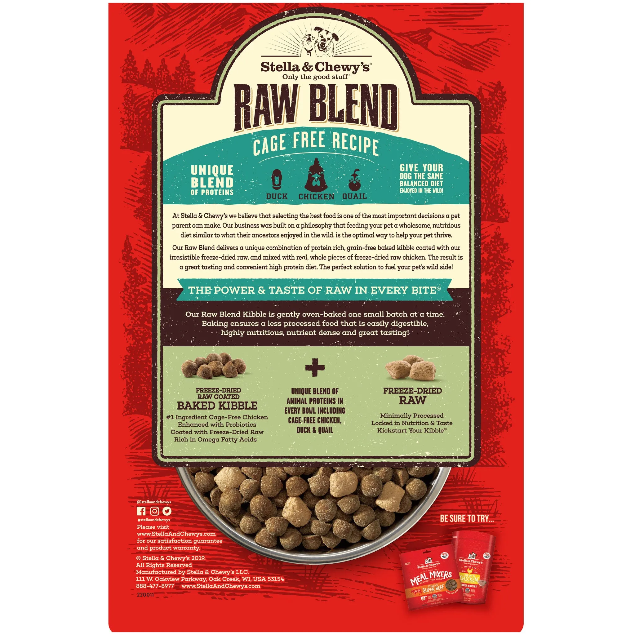 Stella & Chewy's Cage-Free Recipe Raw Blend Baked Dog Kibble