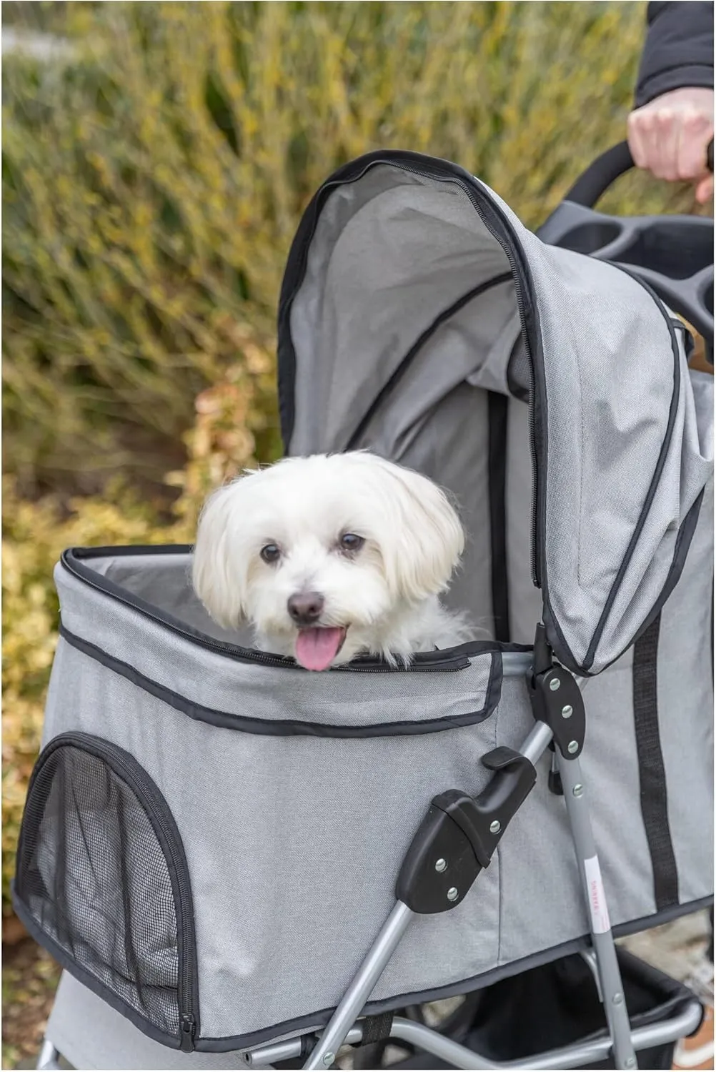 TRIXIE Dog Stroller for Small Dogs and Cats, Lightweight and Compact Pet Stroller, Portable Travel Stroller, Gray