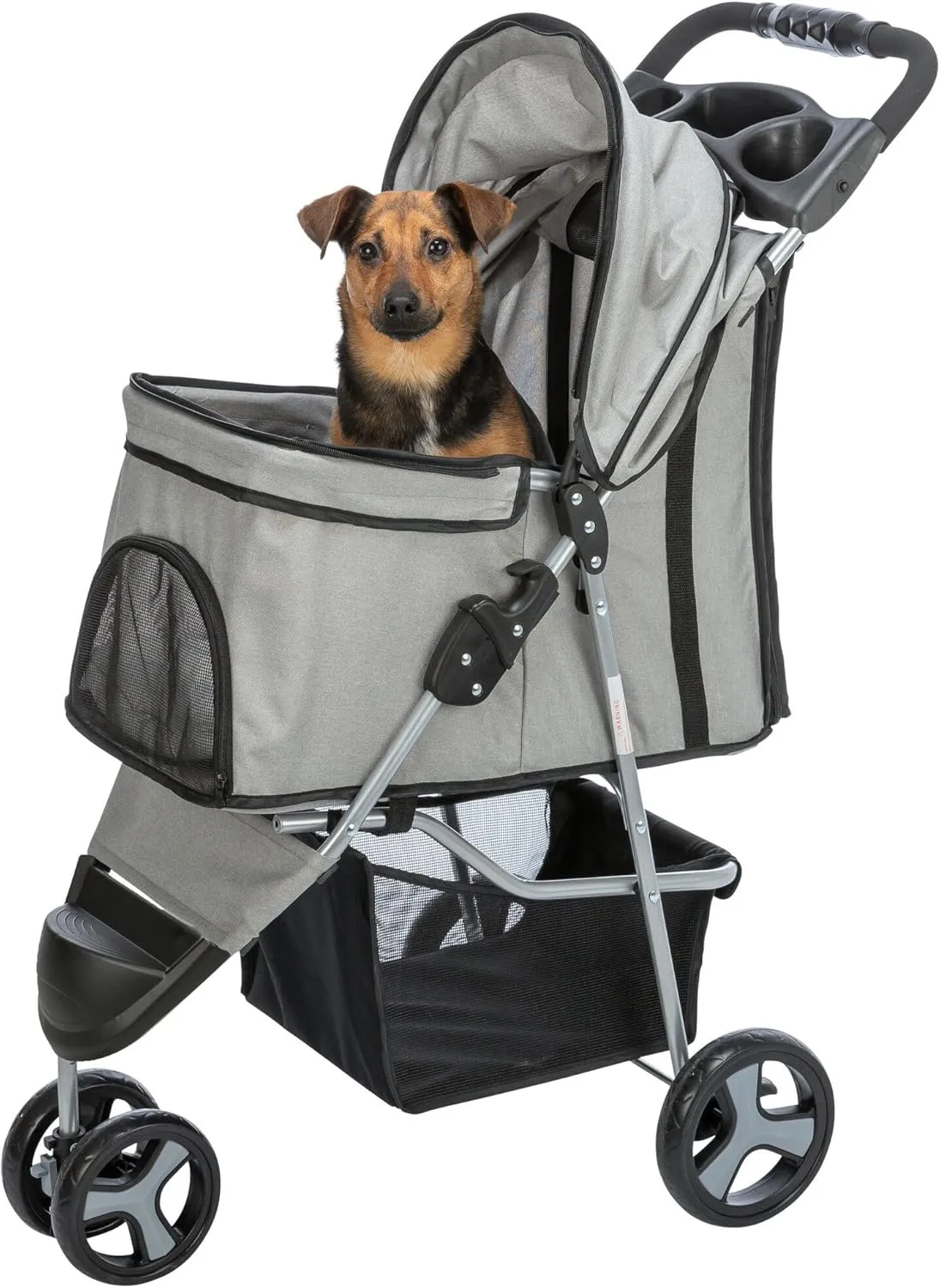 TRIXIE Dog Stroller for Small Dogs and Cats, Lightweight and Compact Pet Stroller, Portable Travel Stroller, Gray