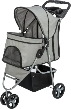 TRIXIE Dog Stroller for Small Dogs and Cats, Lightweight and Compact Pet Stroller, Portable Travel Stroller, Gray
