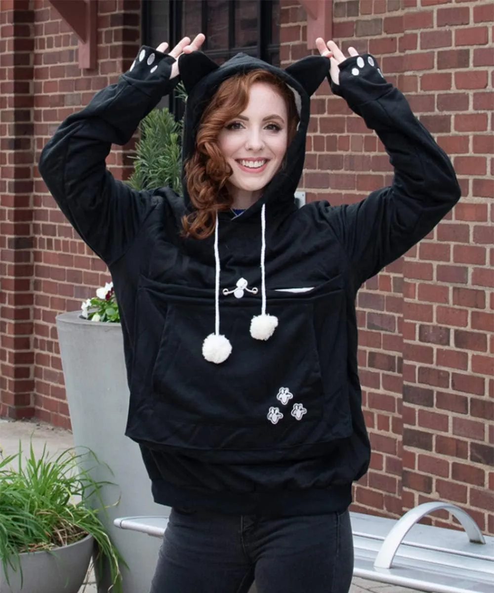 Unisex Big Pouch Hoodie Long Sleeve Fleece Pet Dog Holder Carrier Pullover Sweatshirt