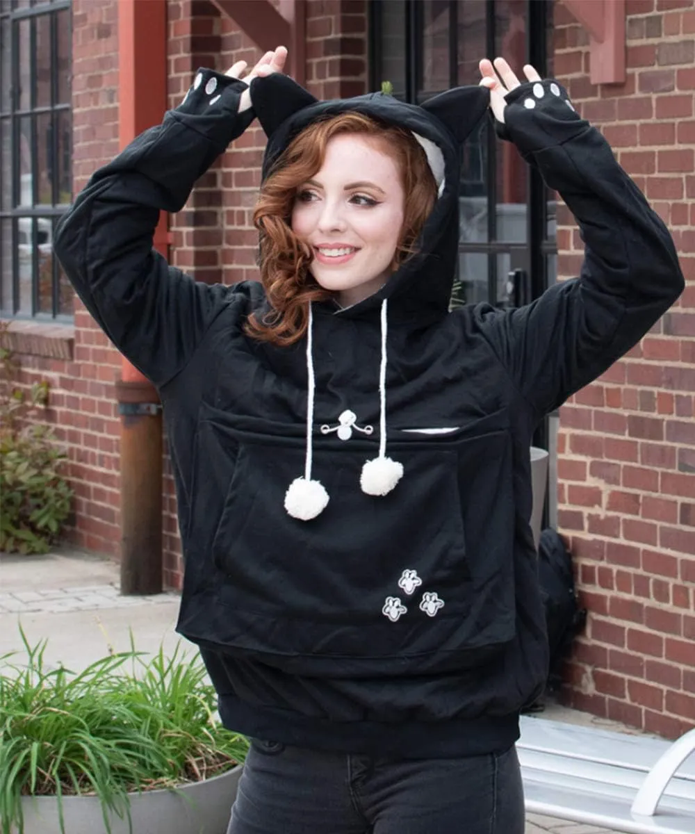 Unisex Big Pouch Hoodie Long Sleeve Fleece Pet Dog Holder Carrier Pullover Sweatshirt