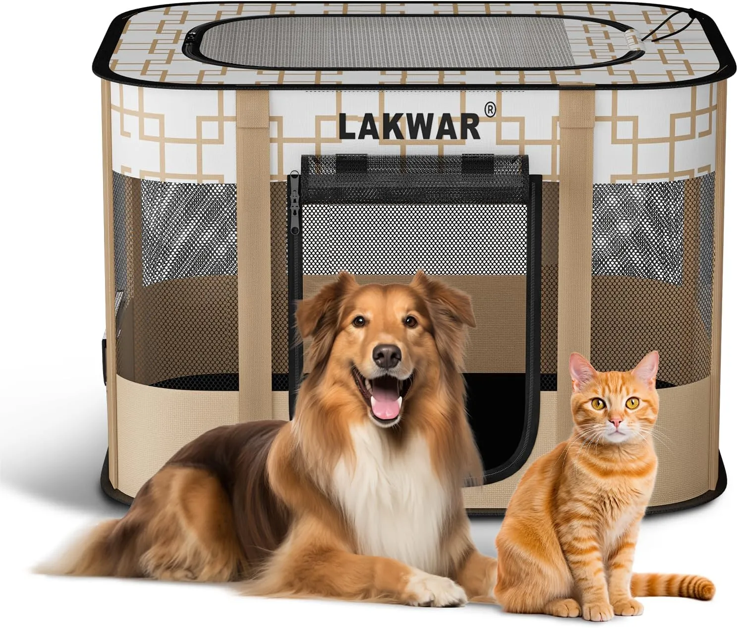 Upgraded Dog Playpen Outdoor Indoor, Portable Foldable Pet Playpen for Dogs, Cats, Small Animal, Great for Travel and Camping, Including Carrying Case (Large)