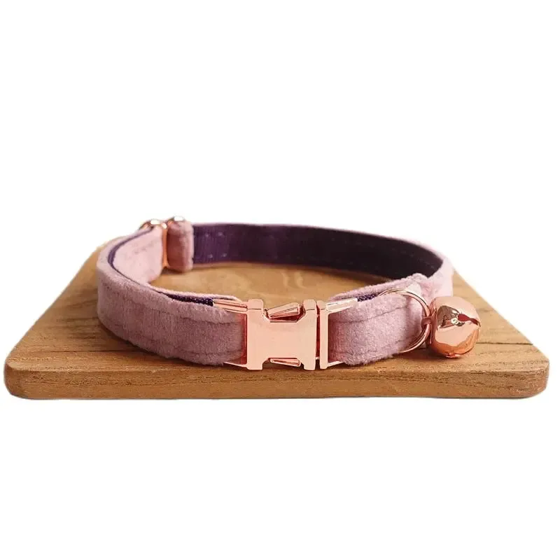 Velvet Cat Collar w/ Bowtie - Engrave Your Pet's ID