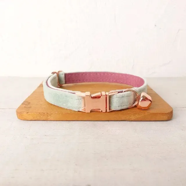 Velvet Cat Collar w/ Bowtie - Engrave Your Pet's ID