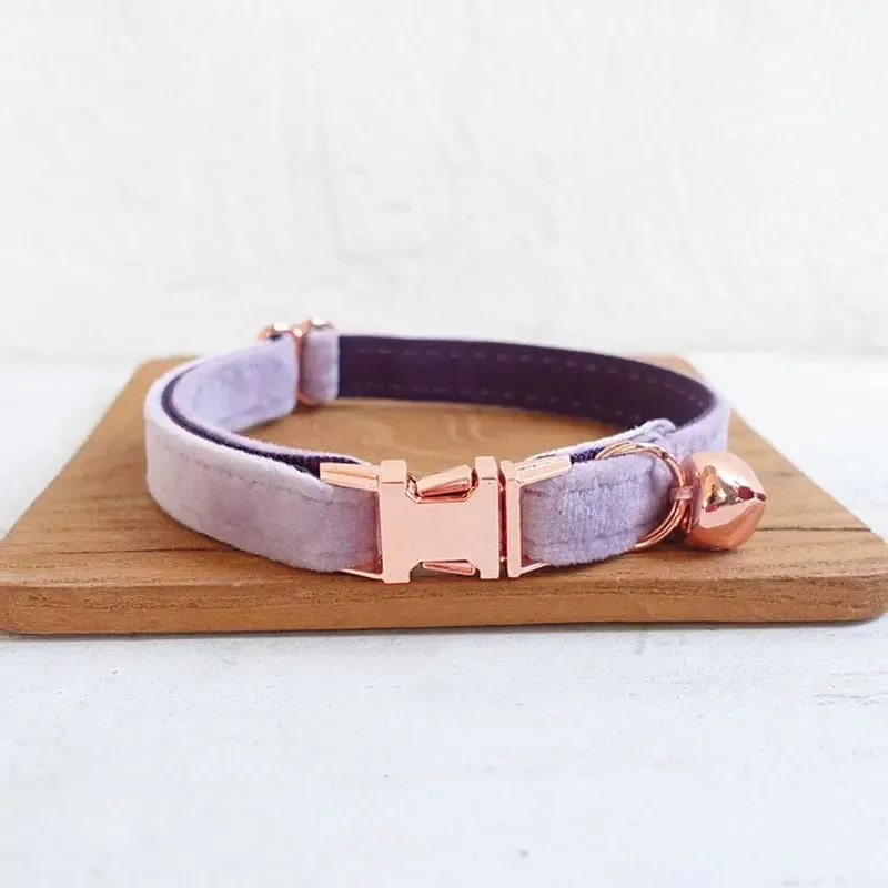 Velvet Cat Collar w/ Bowtie - Engrave Your Pet's ID