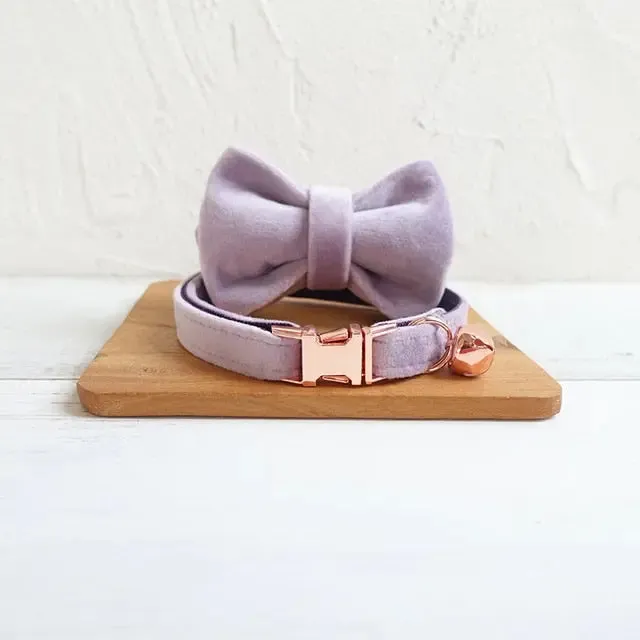 Velvet Cat Collar w/ Bowtie - Engrave Your Pet's ID