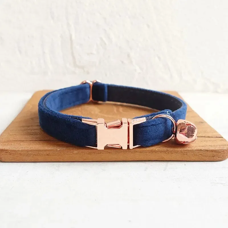 Velvet Cat Collar w/ Bowtie - Engrave Your Pet's ID