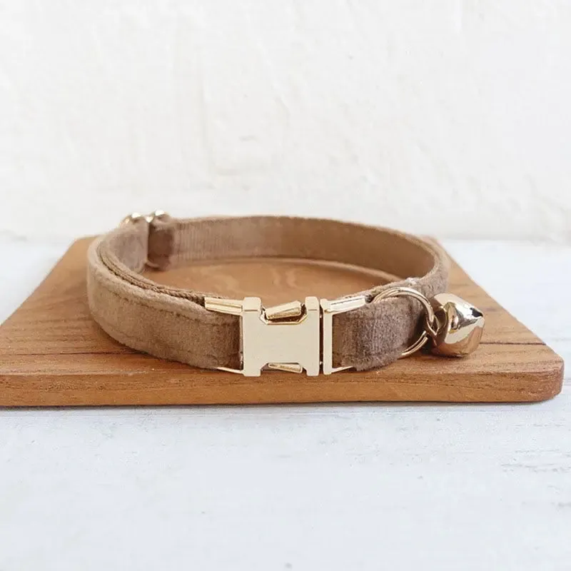 Velvet Cat Collar w/ Bowtie - Engrave Your Pet's ID