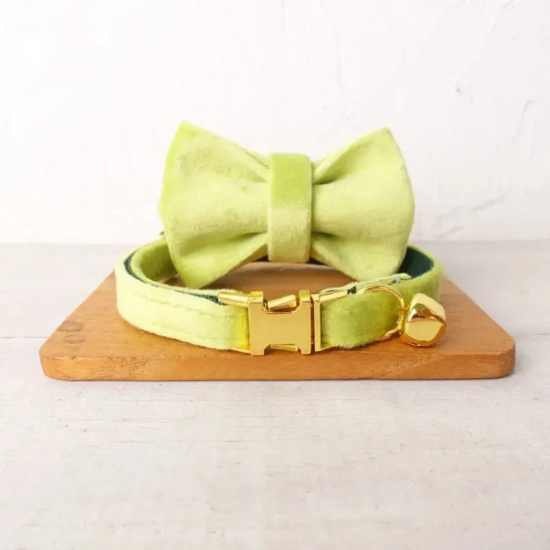 Velvet Cat Collar w/ Bowtie - Engrave Your Pet's ID