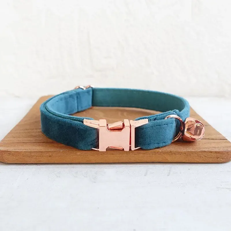 Velvet Cat Collar w/ Bowtie - Engrave Your Pet's ID