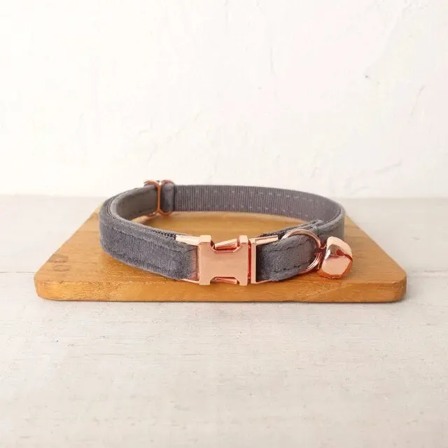 Velvet Cat Collar w/ Bowtie - Engrave Your Pet's ID