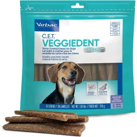 Virbac CET VEGGIEDENT FR3SH Tartar Control Chews for Dogs, Medium (Pack of 30)