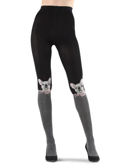 Women's Frenchie Face Sweater Tights