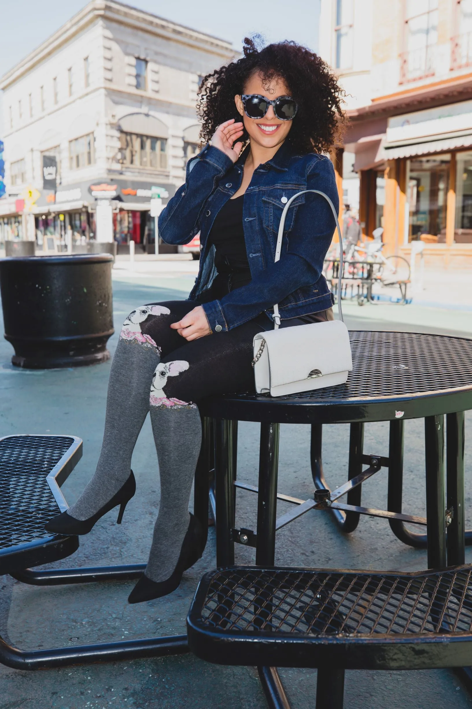 Women's Frenchie Face Sweater Tights
